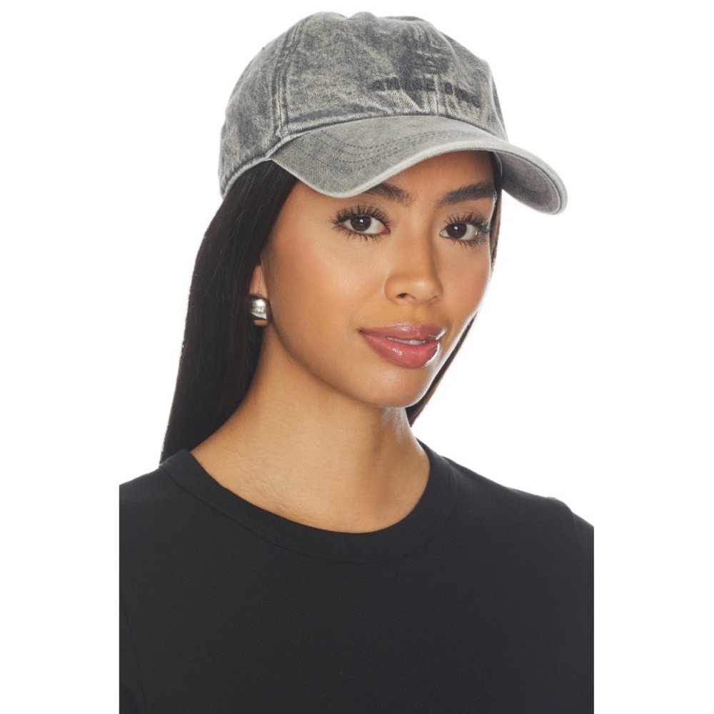 NWT Anine Bing Jeremy Baseball Cap Oyster Grey Acid Wash Cotton Hat OS